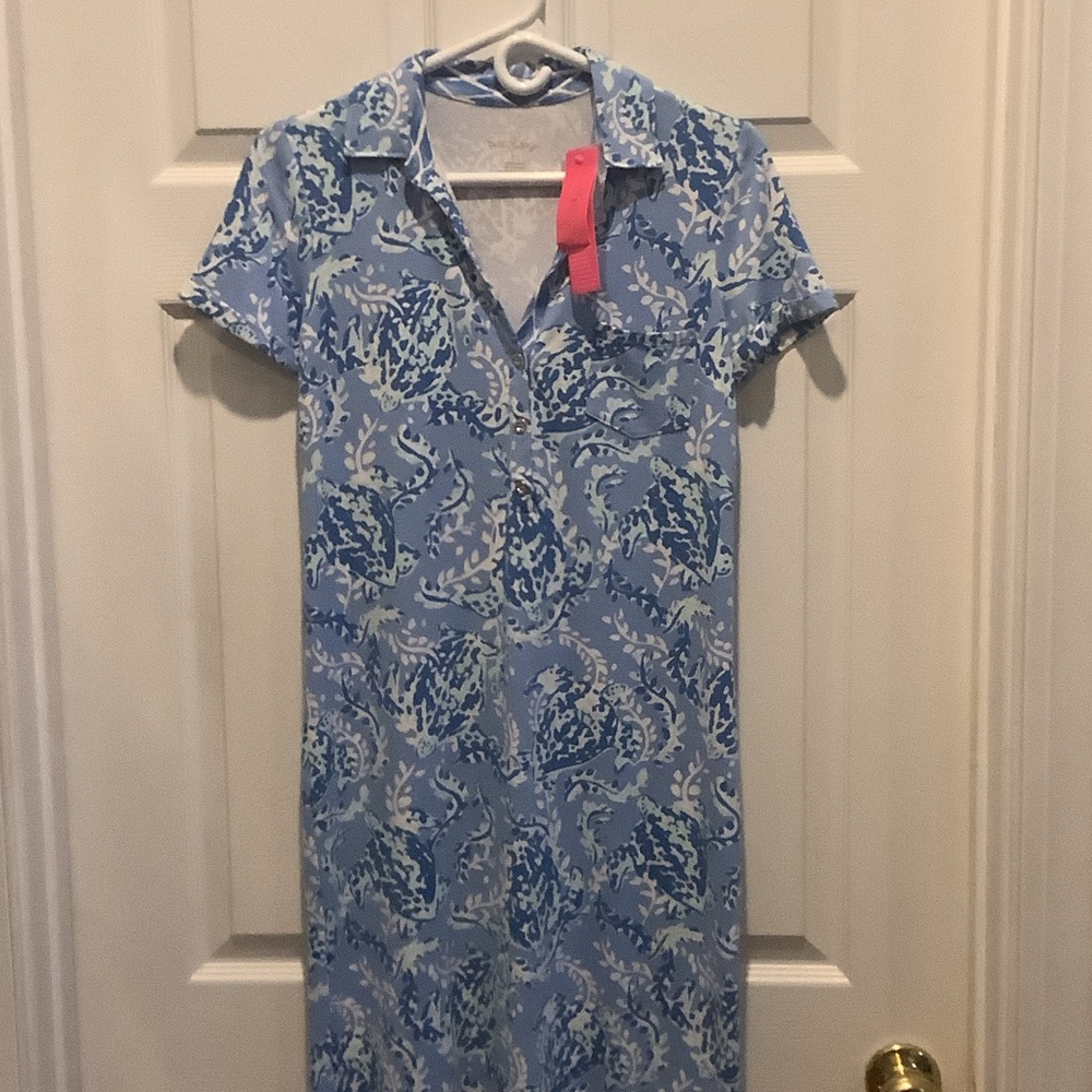 Lilly‎ Pulitzer Blue and White Dress turtles, new